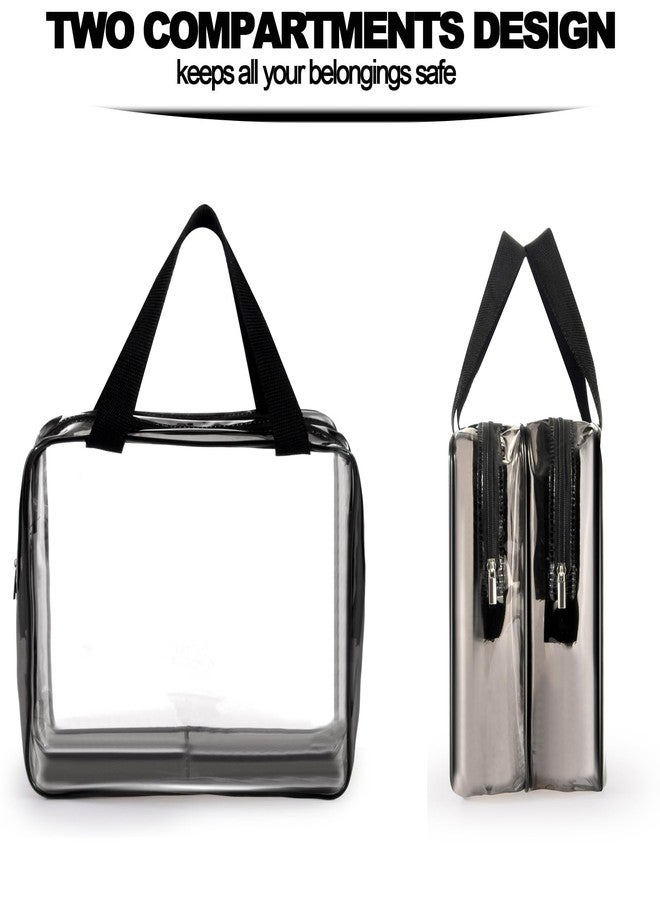 Roybens 2Pcs Crystal Clear PVC Travel Toiletry Bag Kit for Women Men, Waterproof Vinyl Organizer Clear Makeup Bags with Zipper, Cosmetic Bag Pouch Carry on Airport Airline Compliant Bag Handbag (Double Layer) - Image 5